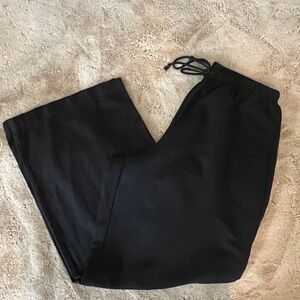 Uniqlo Linen Wide leg Black Drawstring Pants